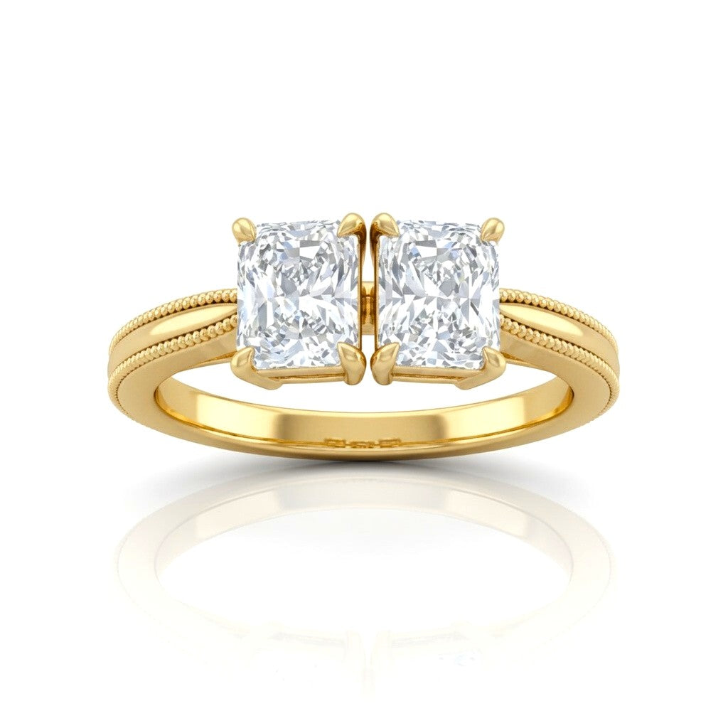 Yellow Gold Éternelle Toi et Moi Radiant & Round Diamond Engagement Ring