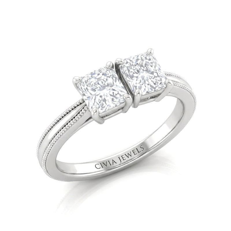 White Gold Éternelle Toi et Moi Radiant & Round Diamond Engagement Ring