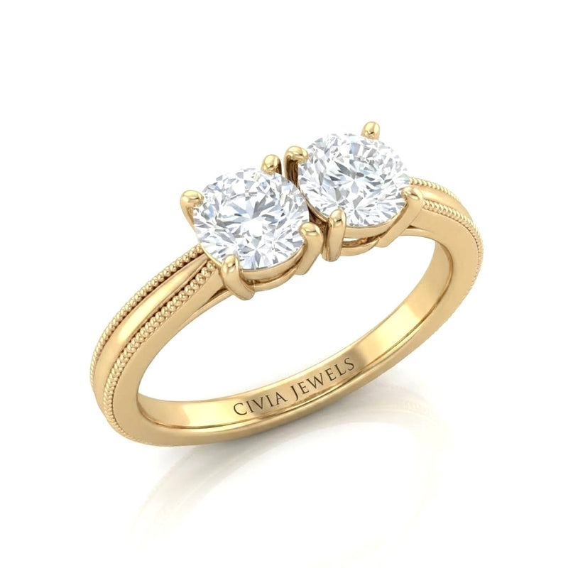 Yellow Gold Éternelle Toi et Moi Round & Pear Diamond Engagement Ring