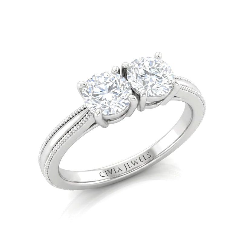 White Gold Éternelle Toi et Moi Round & Pear Diamond Engagement Ring