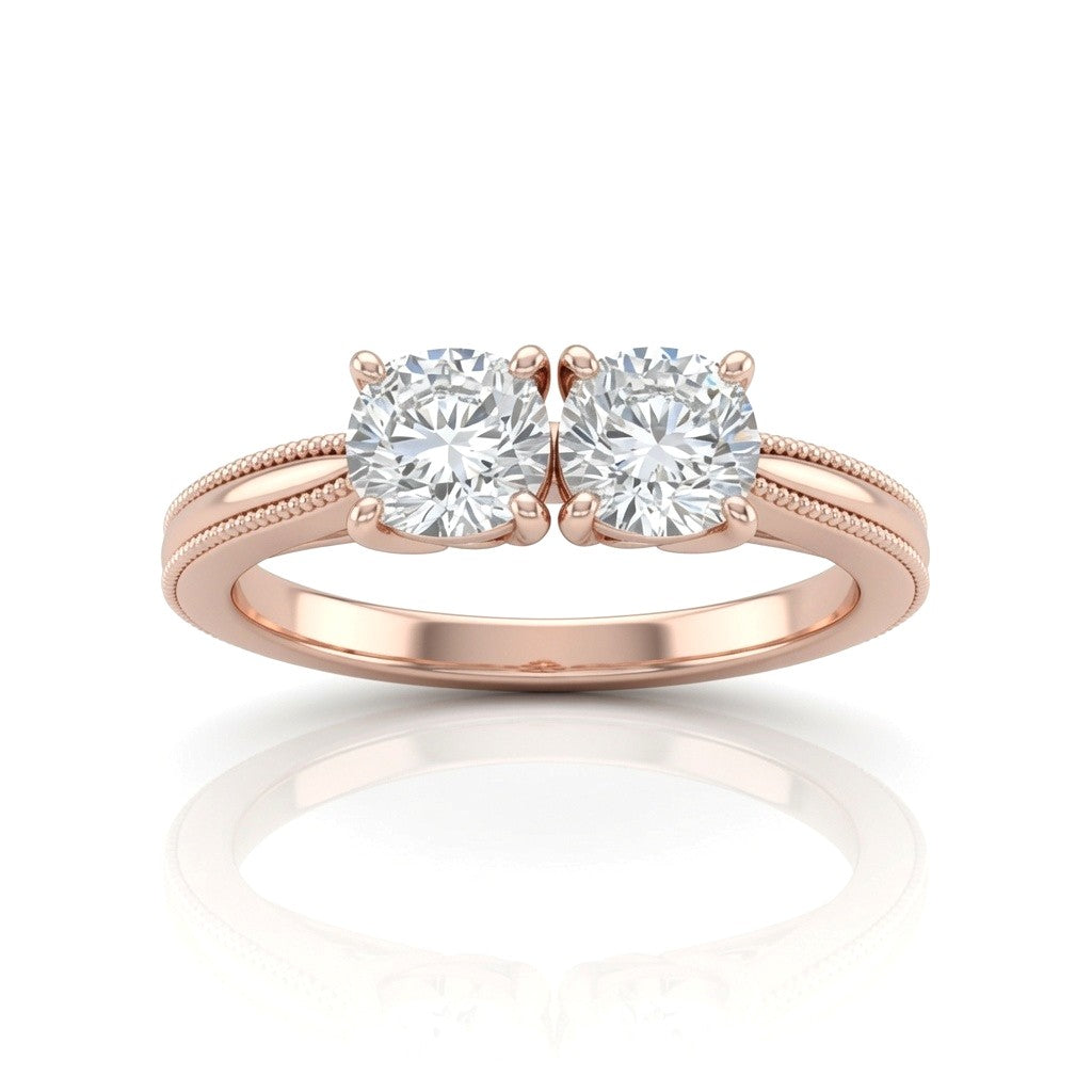 Rose Gold Éternelle Toi et Moi Round & Pear Diamond Engagement Ring