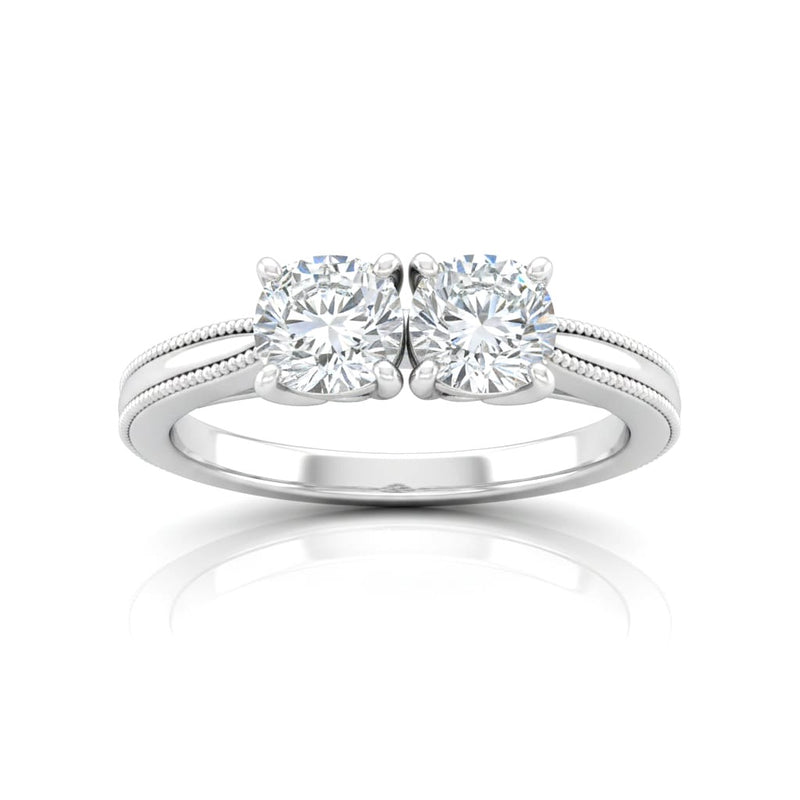 Silver Éternelle Toi et Moi Round & Pear Diamond Engagement Ring