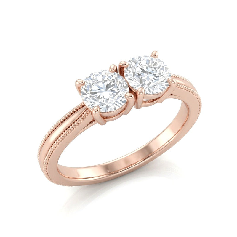 Rose Gold Éternelle Toi et Moi Round & Pear Diamond Engagement Ring