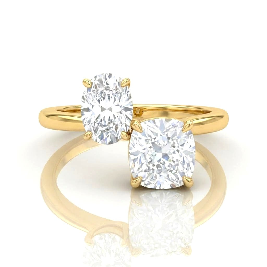 Yellow Gold Seraphine Toi et Moi Oval & Cushion Diamond Engagement Ring