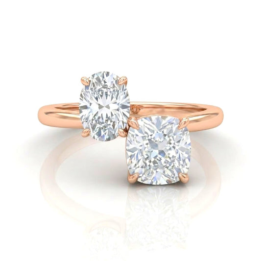 Rose Gold Seraphine Toi et Moi Oval & Cushion Diamond Engagement Ring