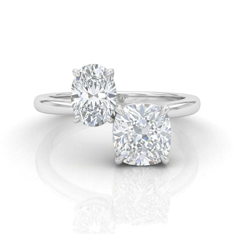 Silver Seraphine Toi et Moi Oval & Cushion Diamond Engagement Ring