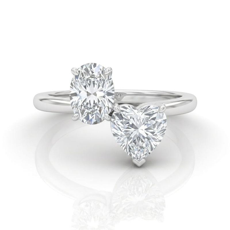White Gold Seraphine Toi et Moi Oval & Heart Diamond Engagement Ring