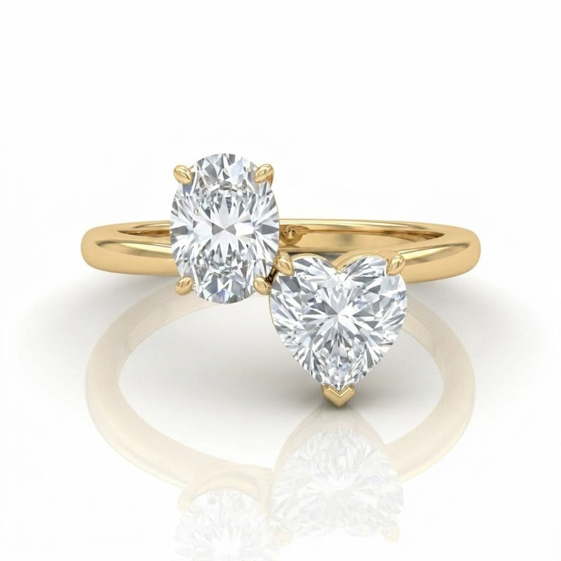 Yellow Gold Seraphine Toi et Moi Oval & Heart Diamond Engagement Ring