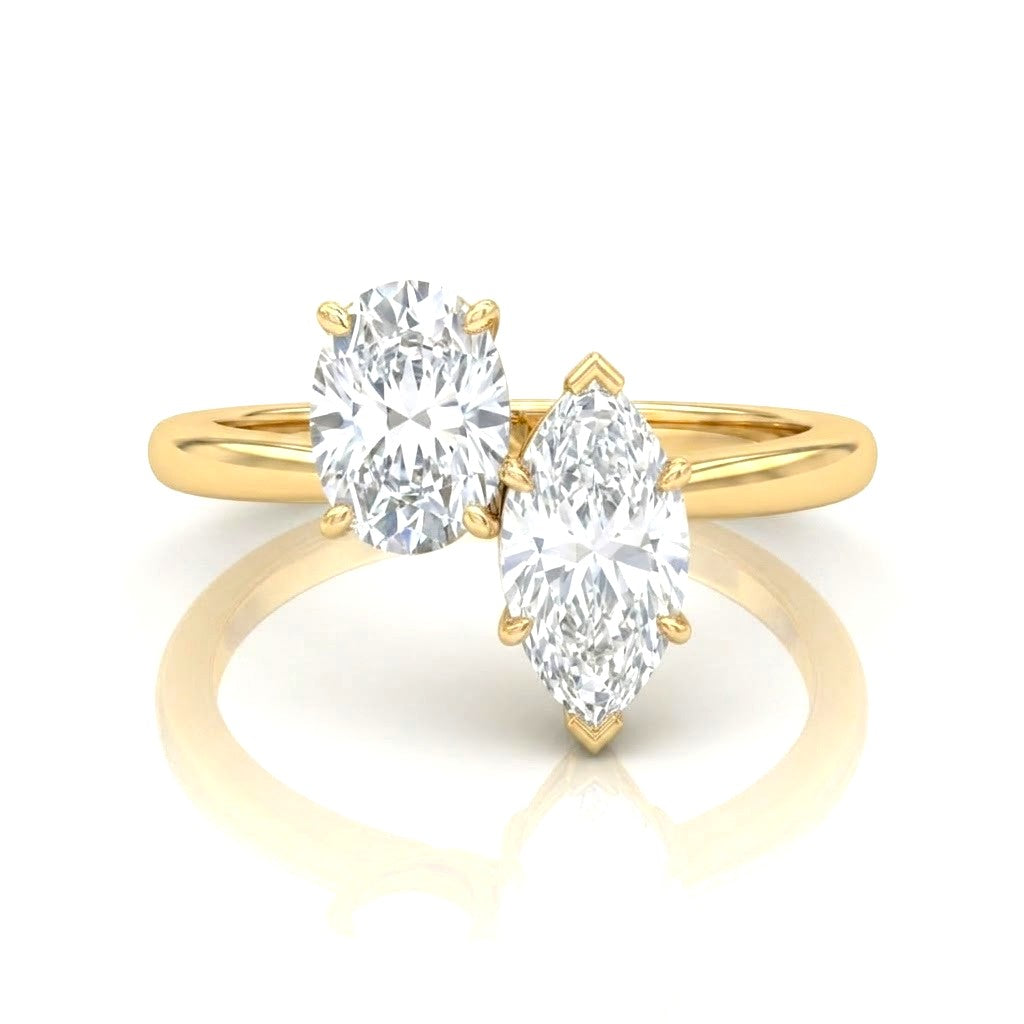 Yellow Gold Seraphine Toi et Moi Oval & Marquise Diamond Engagement Ring