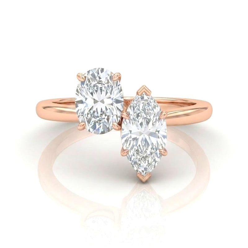 Rose Gold Seraphine Toi et Moi Oval & Marquise Diamond Engagement Ring