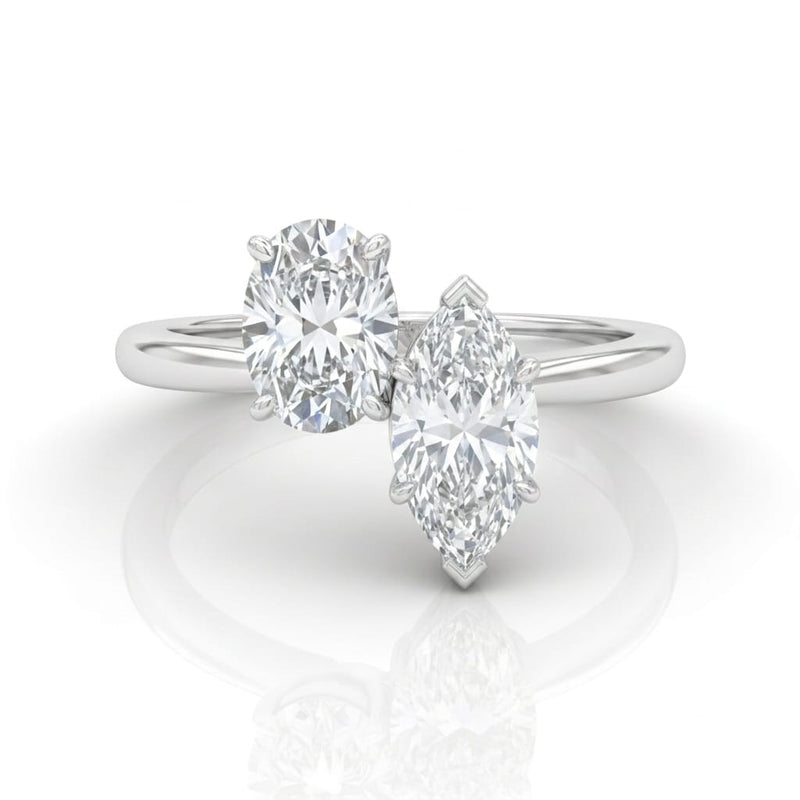 White Gold Seraphine Toi et Moi Oval & Marquise Diamond Engagement Ring
