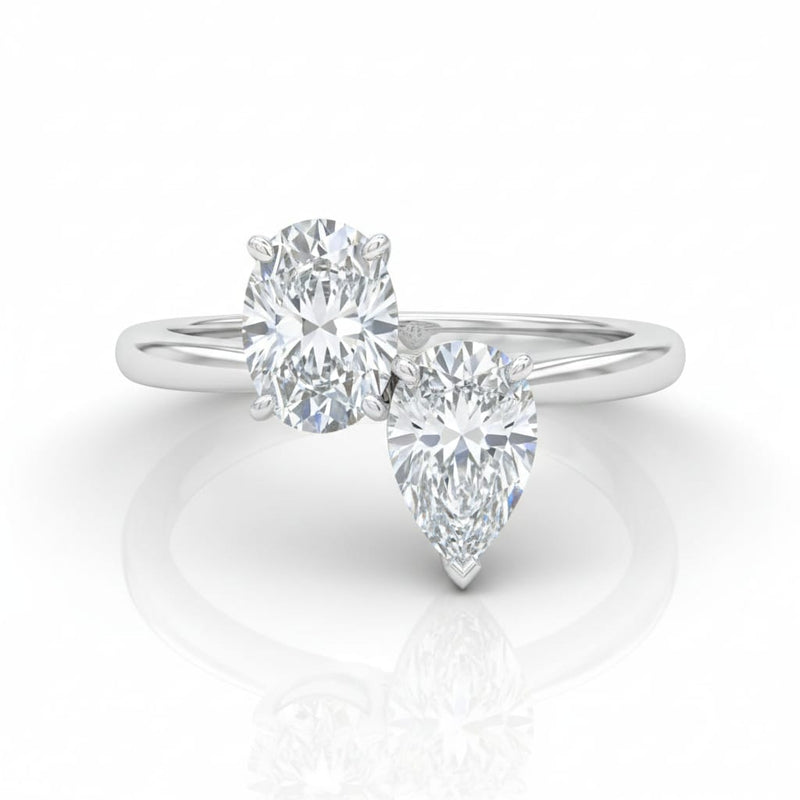 White Gold Seraphine Toi et Moi Oval & Pear Diamond Engagement Ring