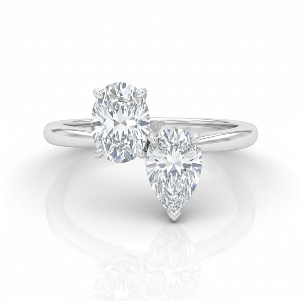 White Gold Seraphine Toi et Moi Oval & Pear Diamond Engagement Ring