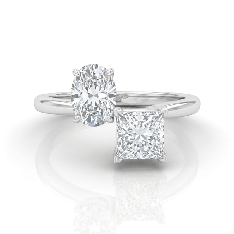White Gold Seraphine Toi et Moi Oval & Princess Diamond Engagement Ring