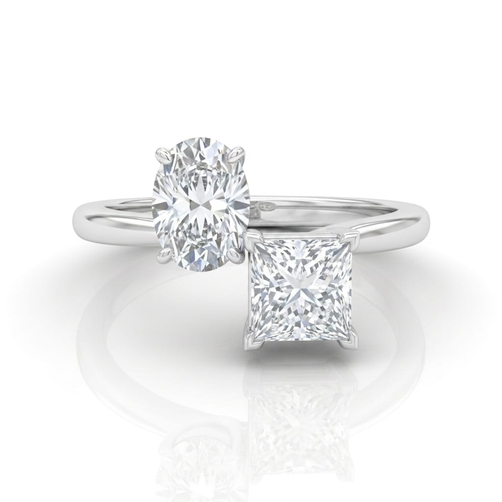 White Gold Seraphine Toi et Moi Oval & Princess Diamond Engagement Ring