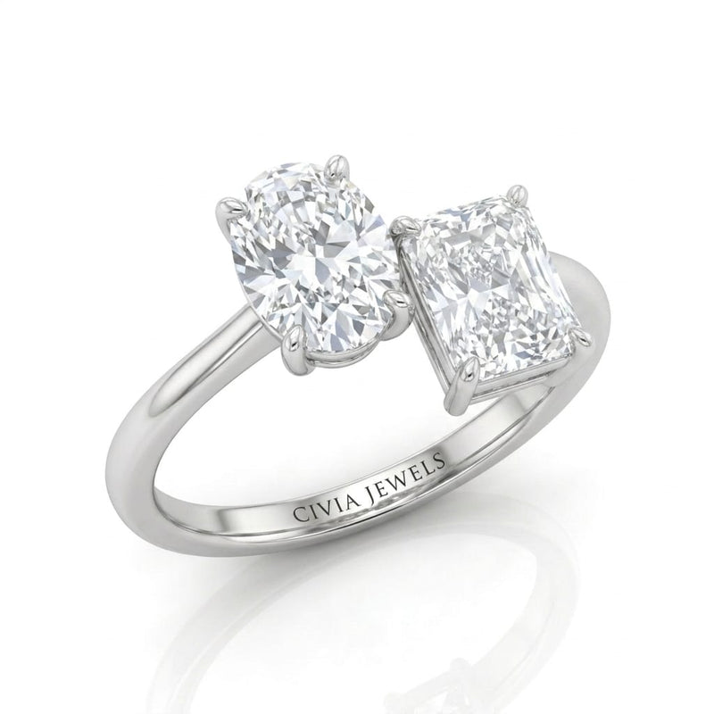 White Gold Seraphine Toi et Moi Oval & Radiant Diamond Engagement Ring