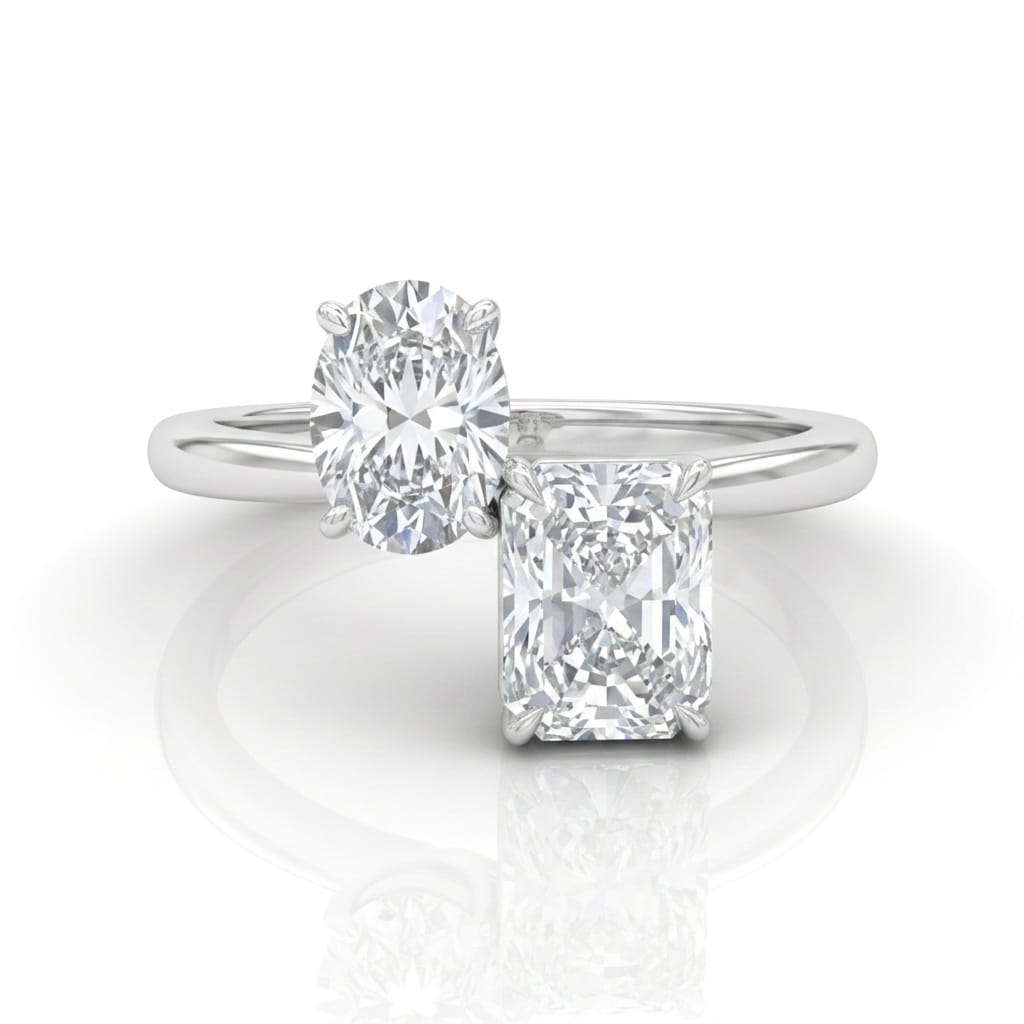 White Gold Seraphine Toi et Moi Oval & Radiant Diamond Engagement Ring