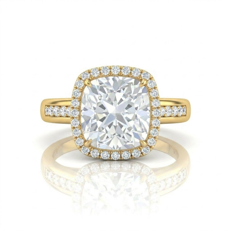 Yellow Gold Emperia Cushion Halo Diamond Engagement Ring