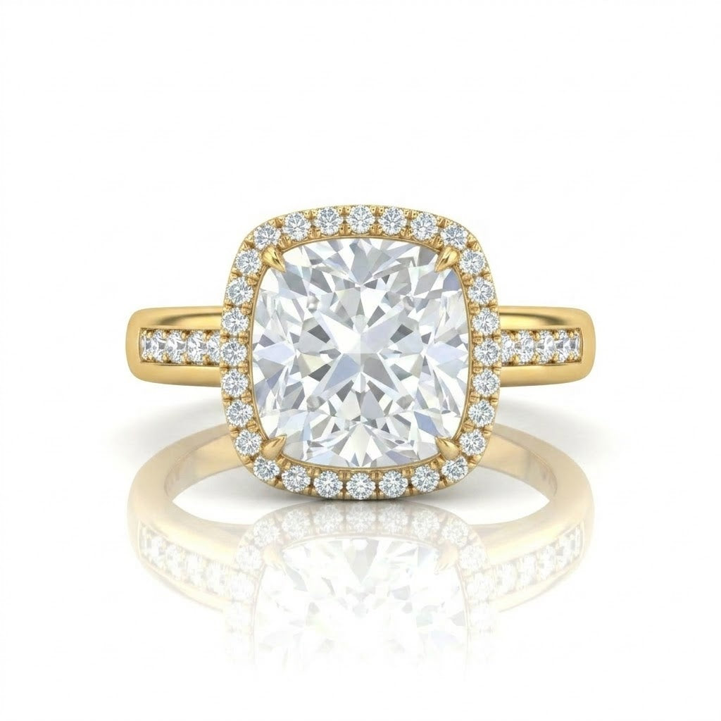 Yellow Gold Emperia Cushion Halo Diamond Engagement Ring