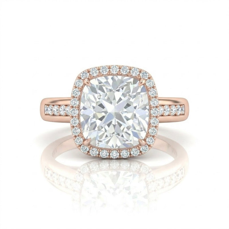 Rose Gold Emperia Cushion Halo Diamond Engagement Ring