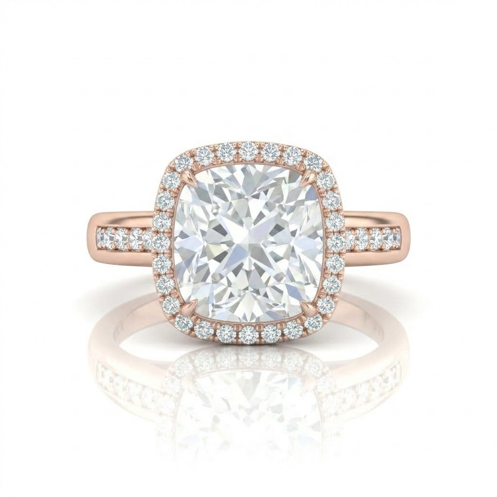 Rose Gold Emperia Cushion Halo Diamond Engagement Ring