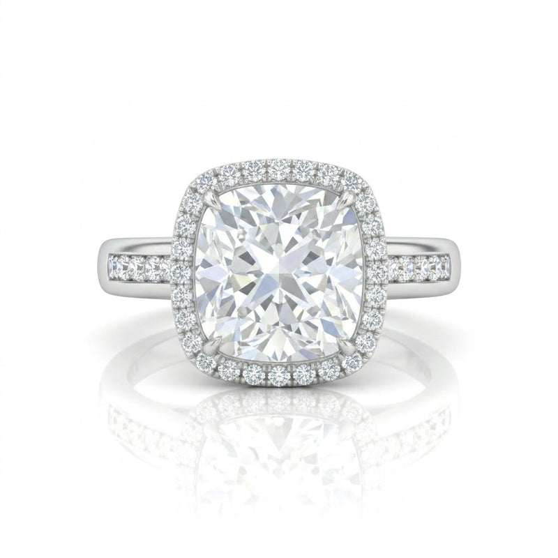 White Gold Emperia Cushion Halo Diamond Engagement Ring