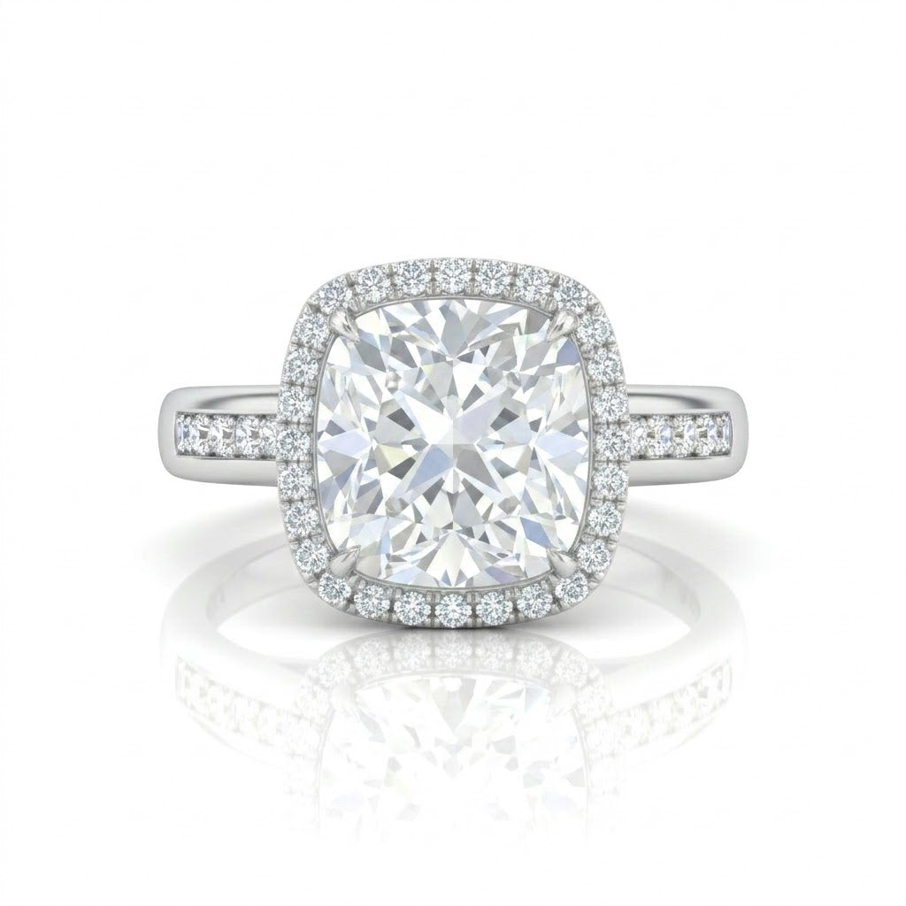 White Gold Emperia Cushion Halo Diamond Engagement Ring