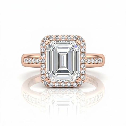 Rose Gold Emperia Emerald Halo Diamond Engagement Ring