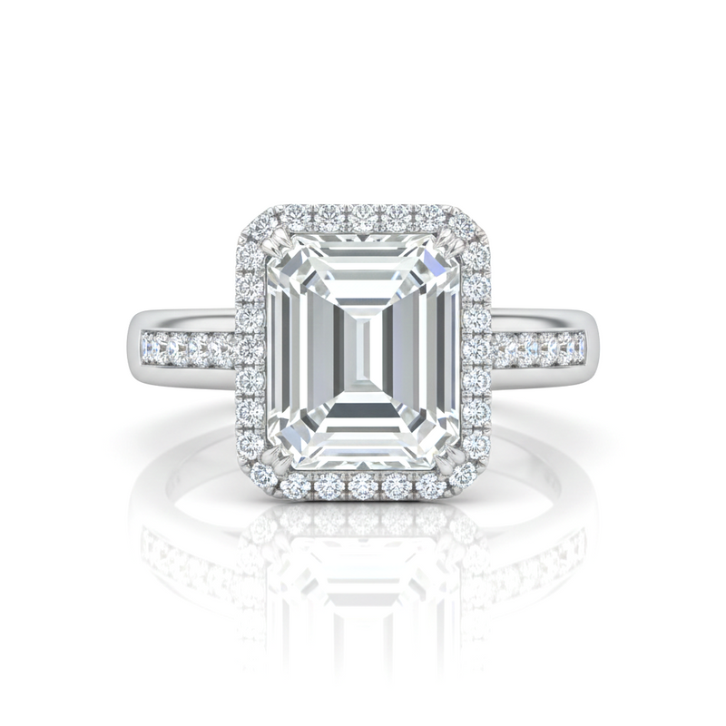 White Gold Emperia Emerald Halo Diamond Engagement Ring
