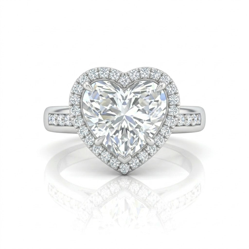 White Gold Emperia Heart Halo Diamond Engagement Ring