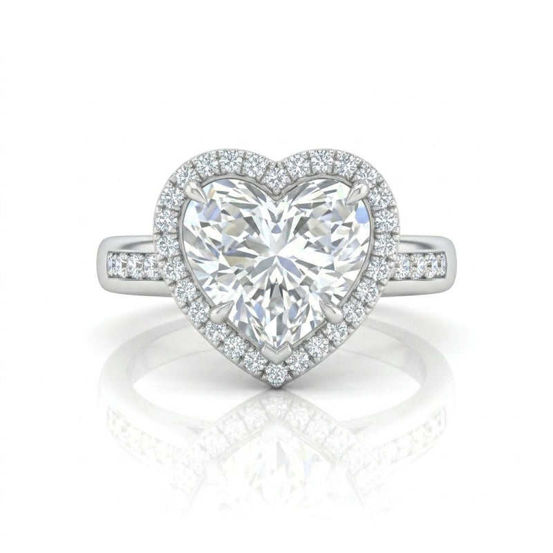 Silver Emperia Heart Halo Diamond Engagement Ring