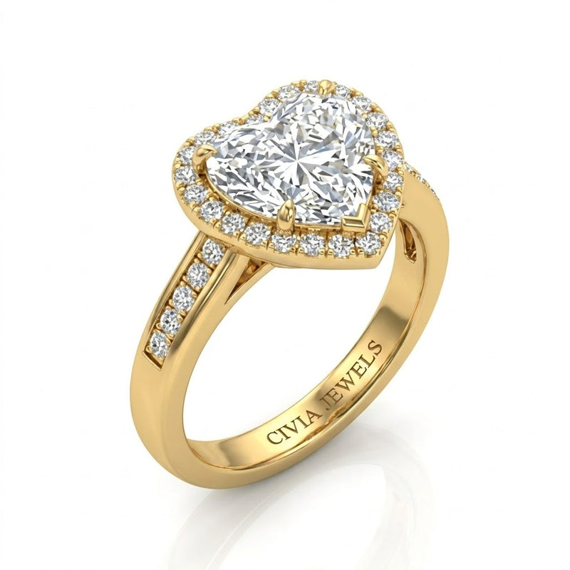 Yellow Gold Emperia Heart Halo Diamond Engagement Ring