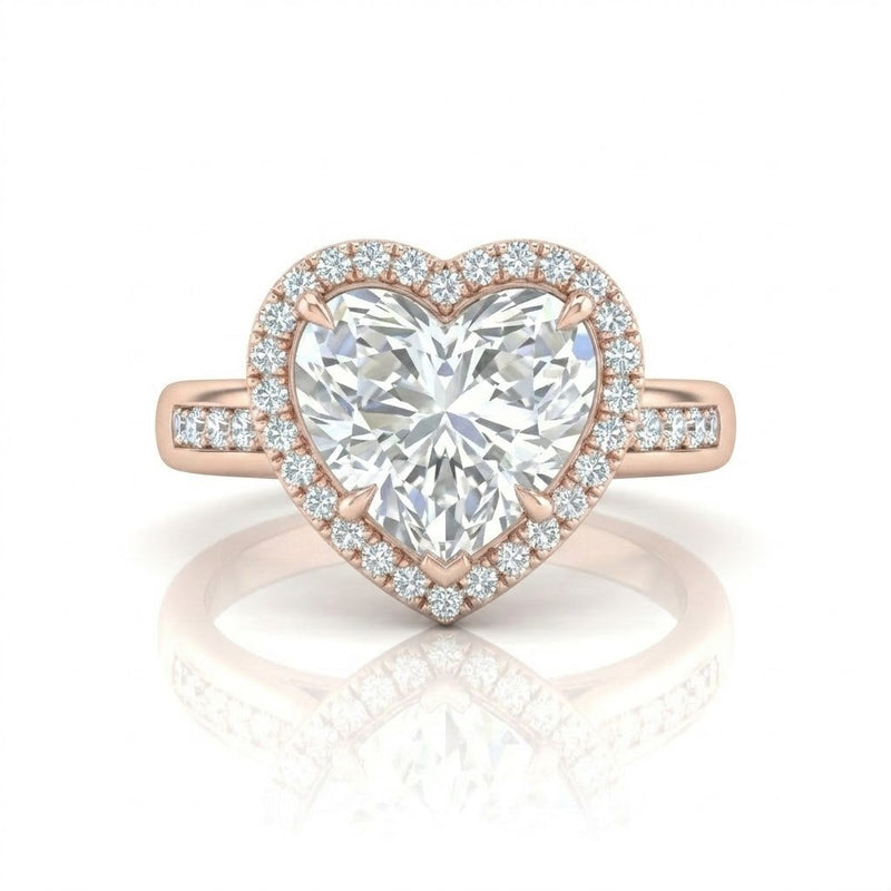 Rose Gold Emperia Heart Halo Diamond Engagement Ring