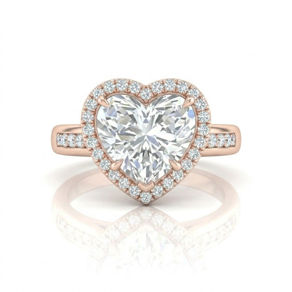 Rose Gold Emperia Heart Halo Diamond Engagement Ring
