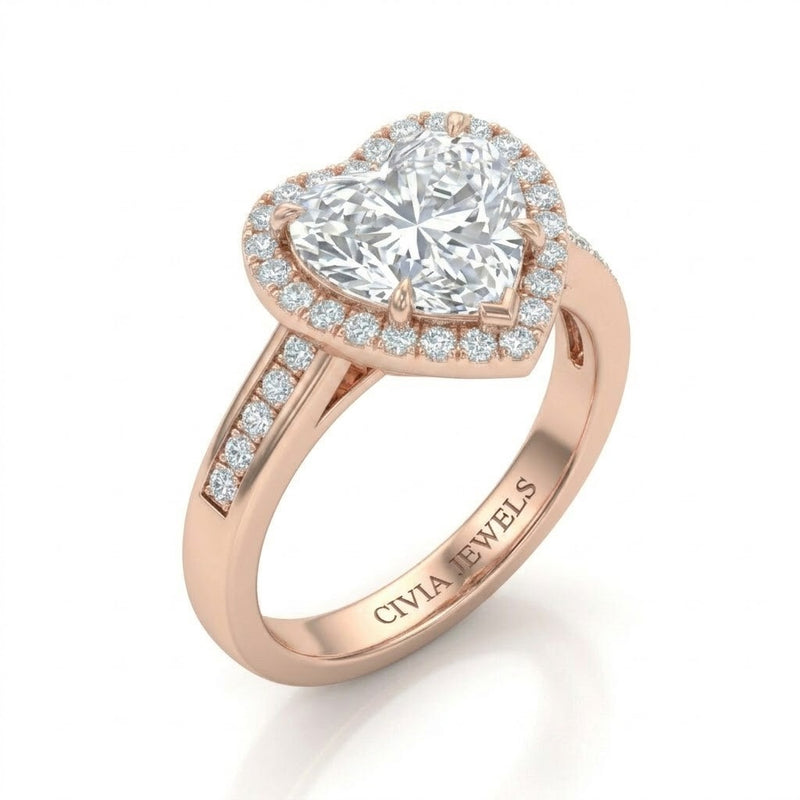 Rose Gold Emperia Heart Halo Diamond Engagement Ring