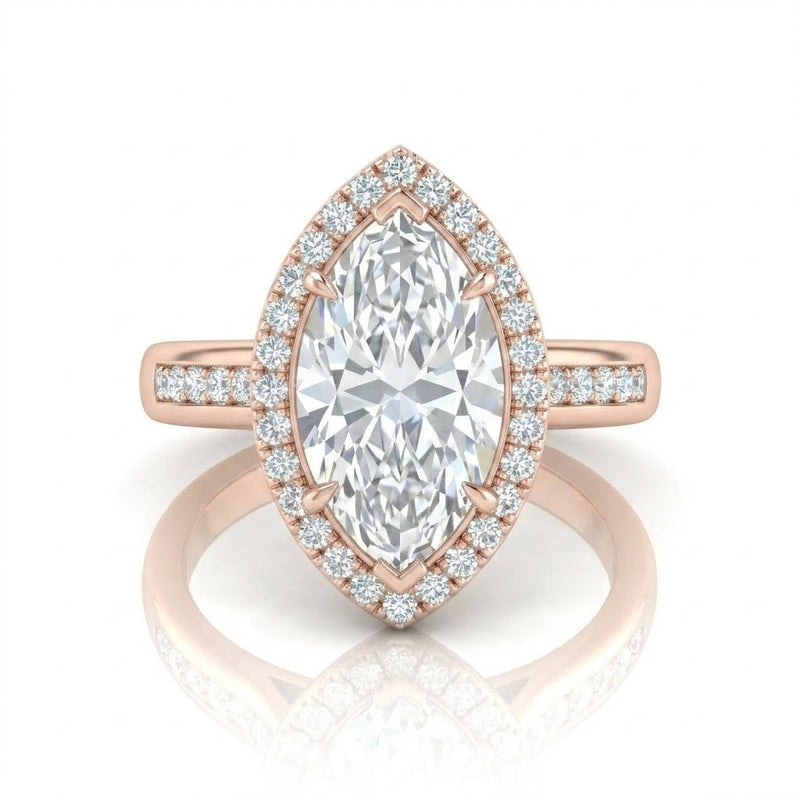 Rose Gold Emperia Marquise Halo Diamond Engagement Ring
