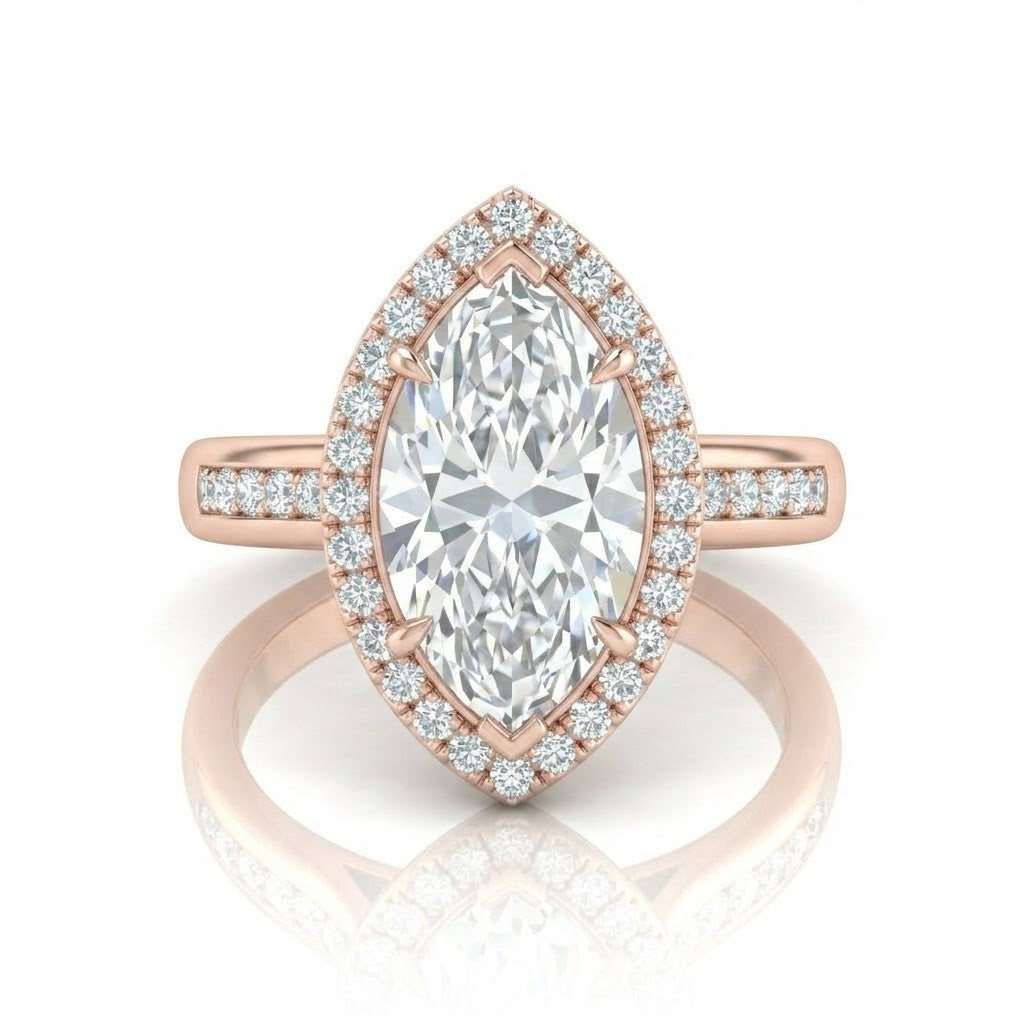 Rose Gold Emperia Marquise Halo Diamond Engagement Ring