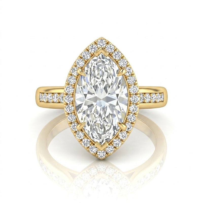 Yellow Gold Emperia Marquise Halo Diamond Engagement Ring