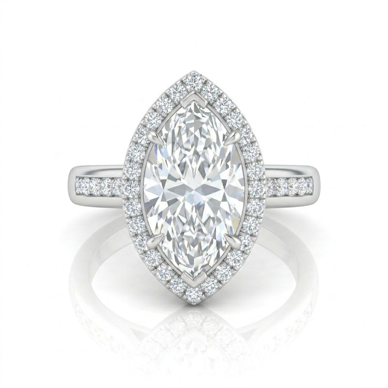 White Gold Emperia Marquise Halo Diamond Engagement Ring