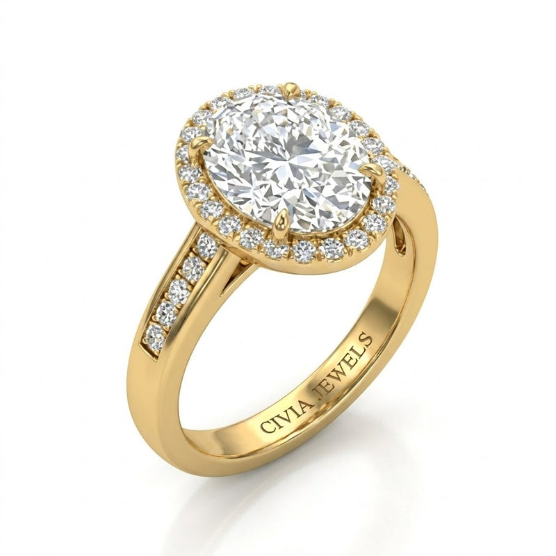 Yellow Gold Emperia Oval Halo Diamond Engagement Ring
