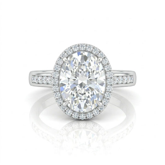 Silver Emperia Oval Halo Diamond Engagement Ring