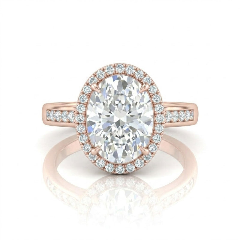 Rose Gold Emperia Oval Halo Diamond Engagement Ring