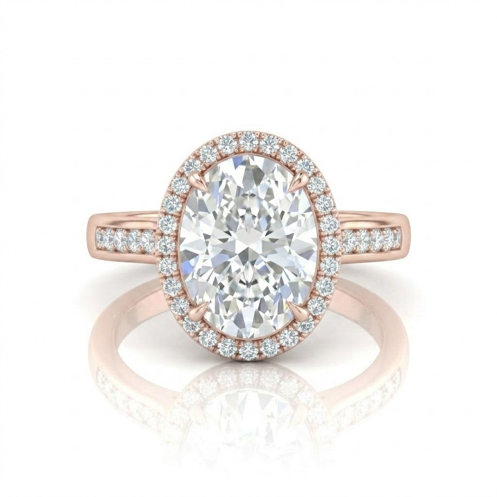 Rose Gold Emperia Oval Halo Diamond Engagement Ring