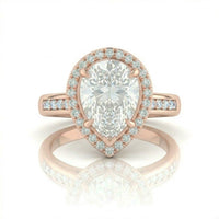 Rose Gold Emperia Pear Halo Diamond Engagement Ring
