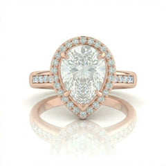 Rose Gold Emperia Pear Halo Diamond Engagement Ring