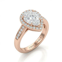 Rose Gold Emperia Pear Halo Diamond Engagement Ring