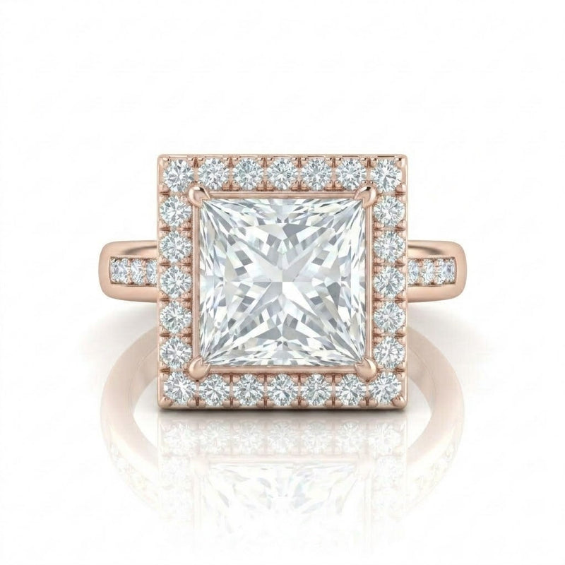 Rose Gold Emperia Princess Halo Diamond Engagement Ring