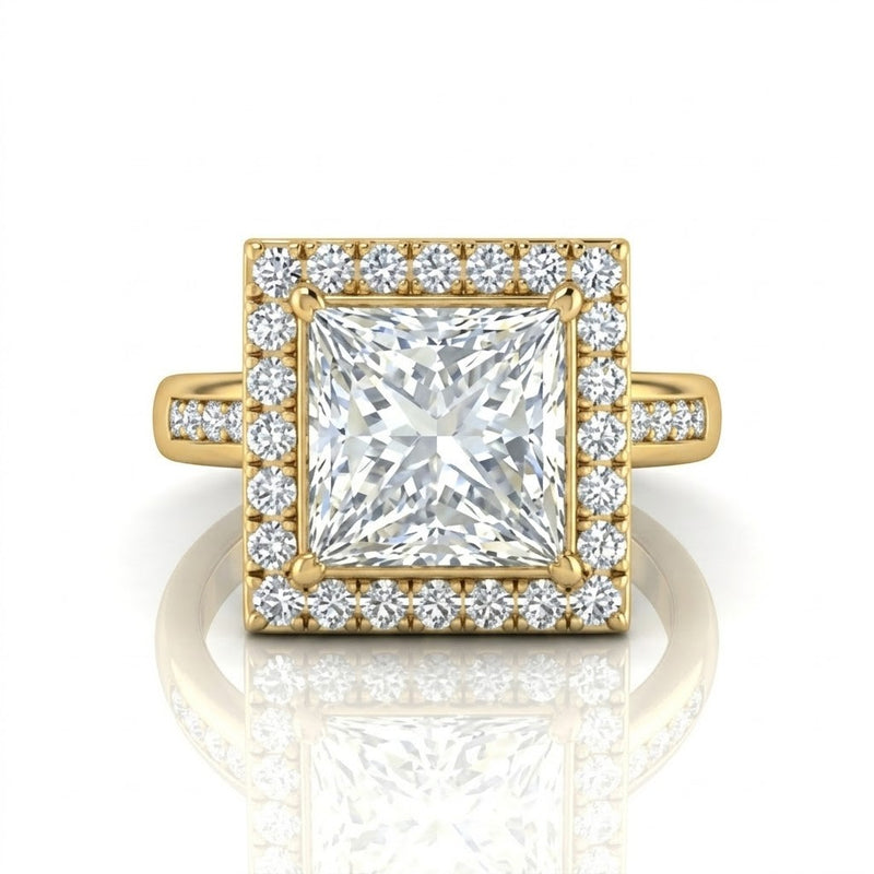 Yellow Gold Emperia Princess Halo Diamond Engagement Ring