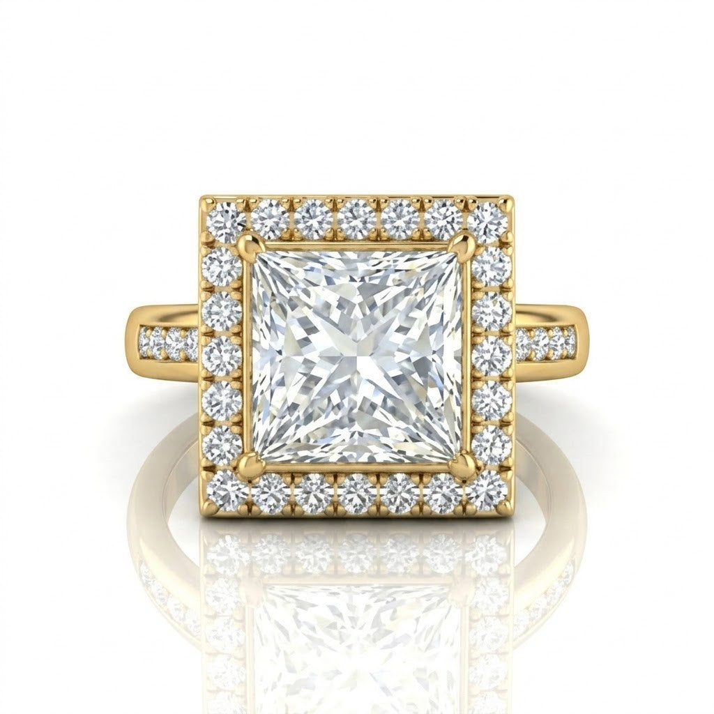 Yellow Gold Emperia Princess Halo Diamond Engagement Ring