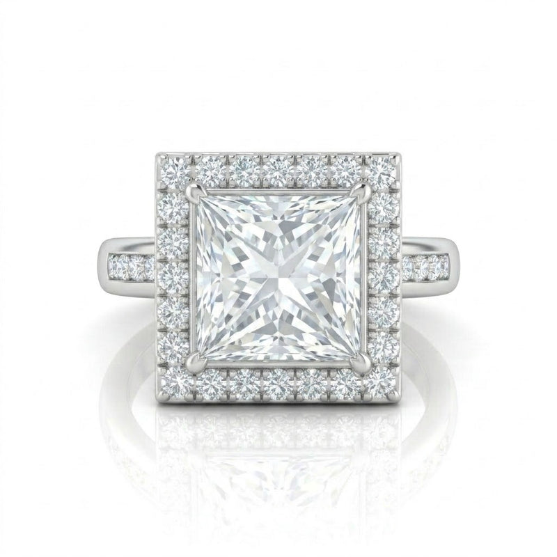 White Gold Emperia Princess Halo Diamond Engagement Ring